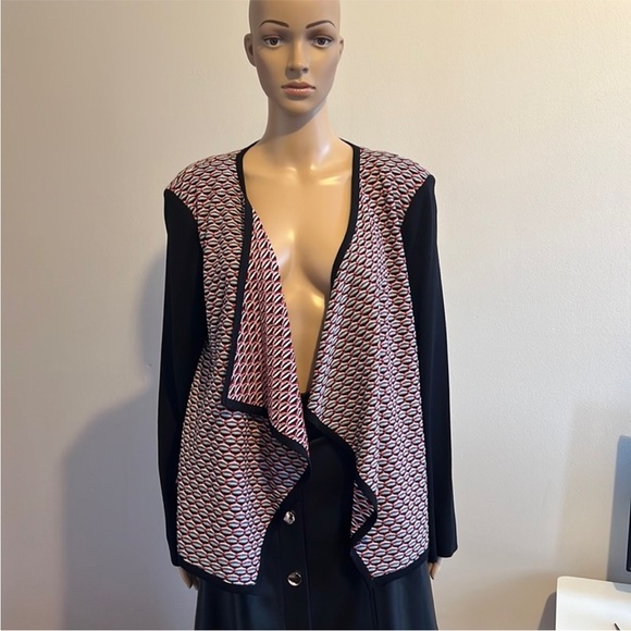 MISOOK Black Red White Drapey Cardigan Size L